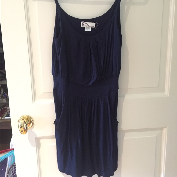 navy jersey material dress WITH POCKETS