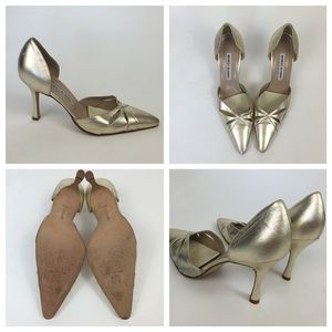 Gold Manolo Blahnik D'orsay Pumps 38.5