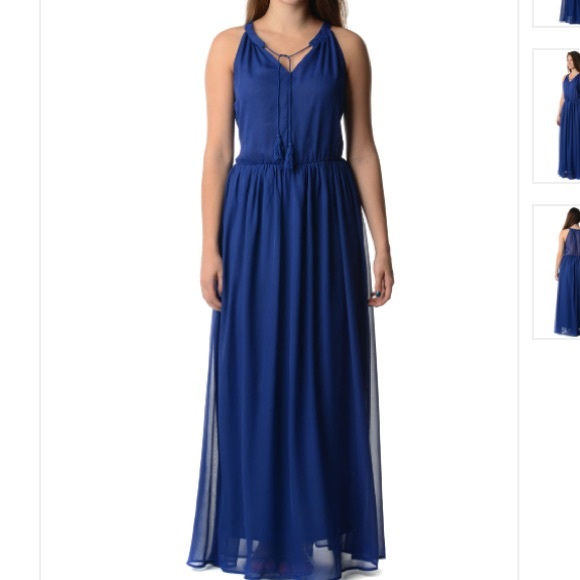 Blue necktie lined maxi dress