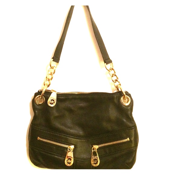Michael Kors black leather shoulder bag