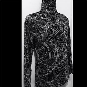 ALFANI Black and Grey Sheer Turtleneck