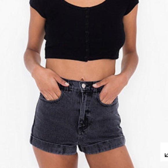 High wasted black jean shorts