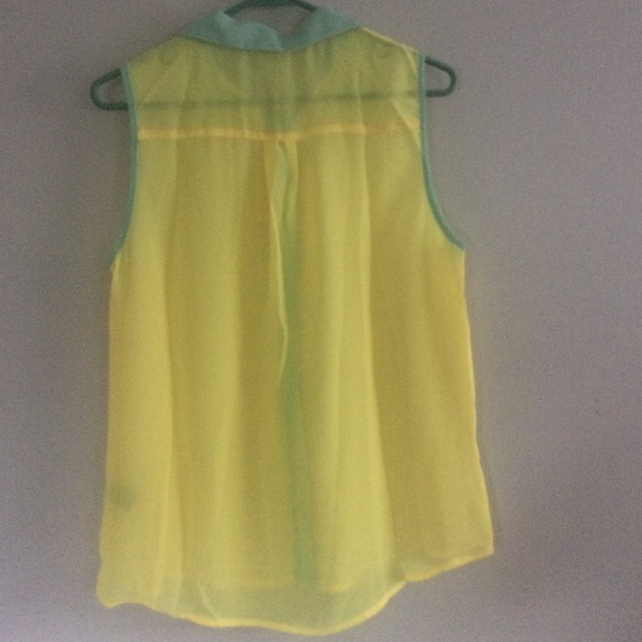 Yellow and Aqua button down - Picture 3 of 3