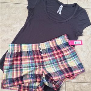 Plaid pajama shorts