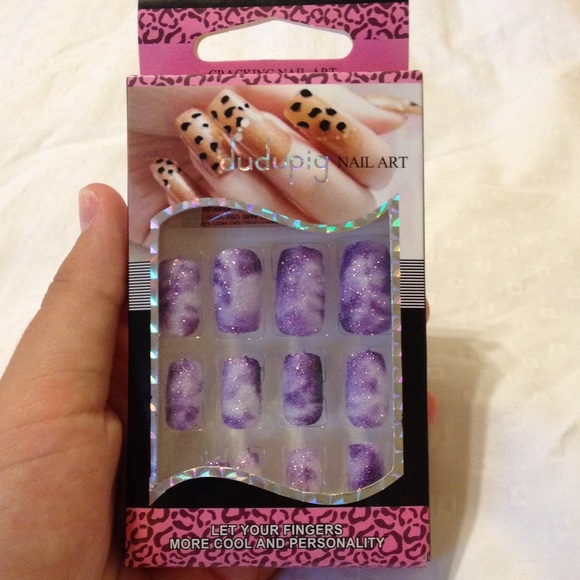 Purple and pink press on nails bundle