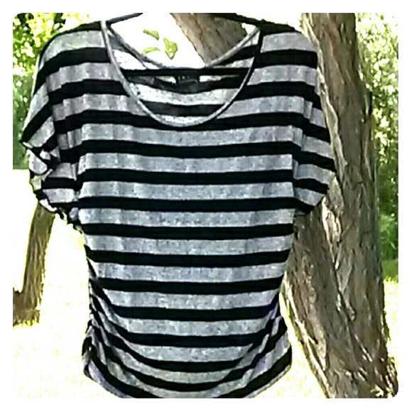Black & gray striped blouse