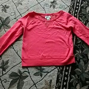 Soft coral lace back sweater