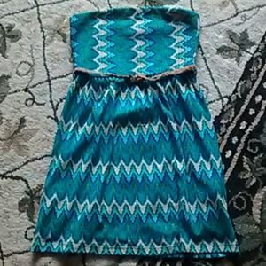 Belted tribal print dress