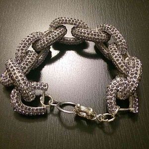 Two pave link bracelets purple & pink