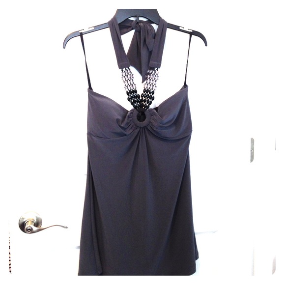 Grey beaded halter top!