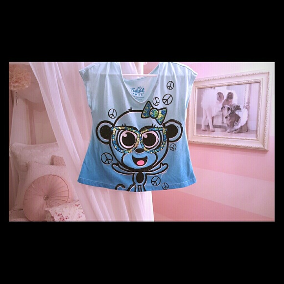 Justice glitter and rhinestone cropped shirt