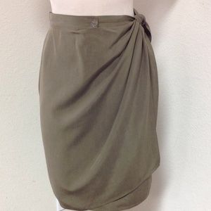 Olive green Silk Wrap skirt by Anne Klein II