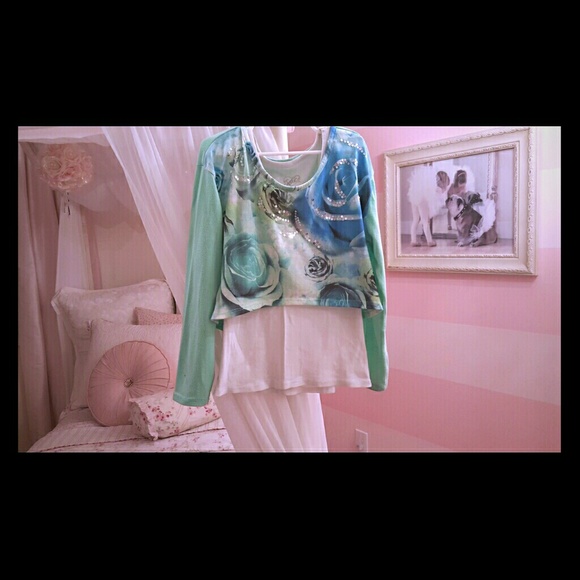 Justice sequin 2pc layered shirt