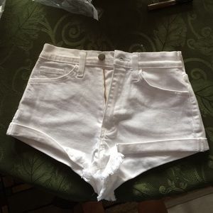 white denim cutoff jean shorts