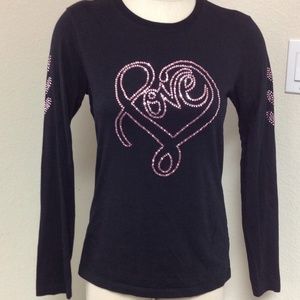 "Love" light pink rhinestone long sleeve tee