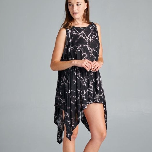 "Shatter" Tie Dye Asymmetrical Tank Tunic - Picture 2 of 4