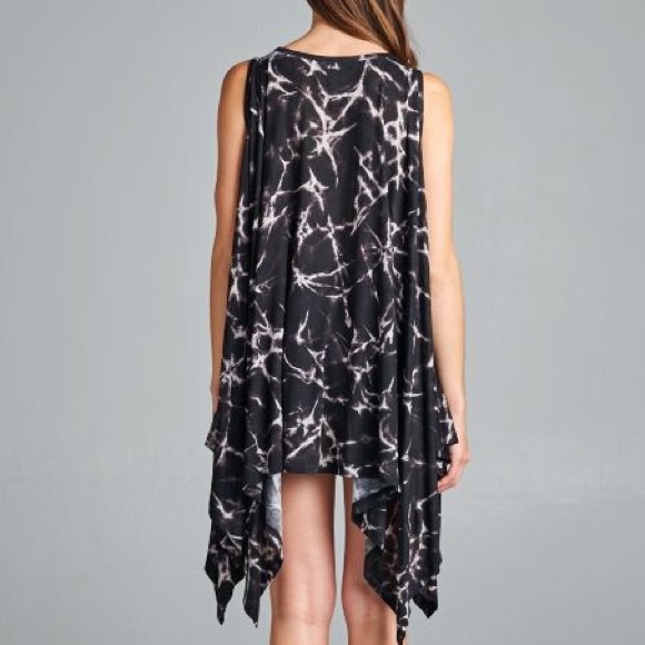 "Shatter" Tie Dye Asymmetrical Tank Tunic - Picture 3 of 4