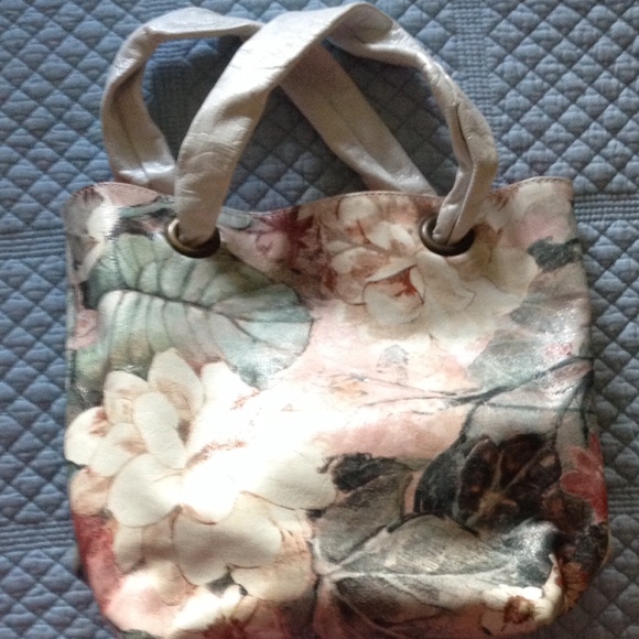 Maurizio Tauiti all leather flowered purse