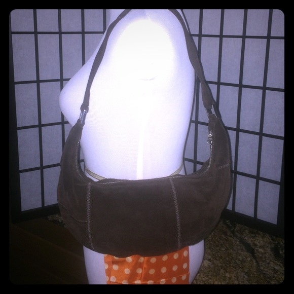 BANANA REPUBLIC BROWN SUEDE LEATHER HALF MOON BAG