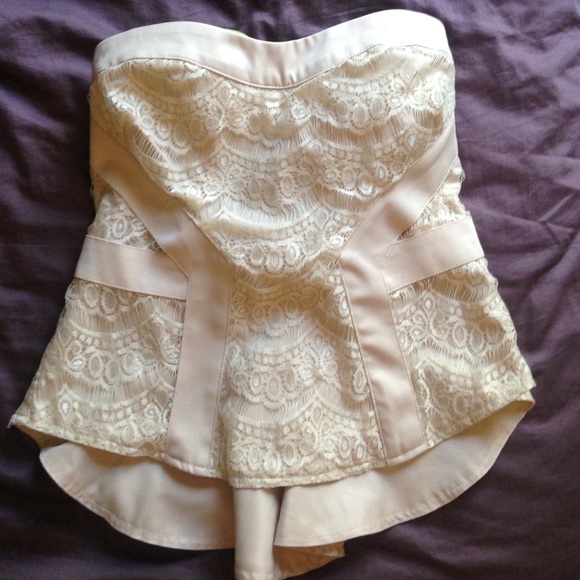 Nasty Gal Ladakh Strapless cream lace top