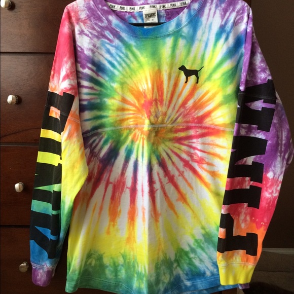 🌀SOLD🌀Victoria Secret Pink Tye Dye Varsity Crew - Picture 2 of 4