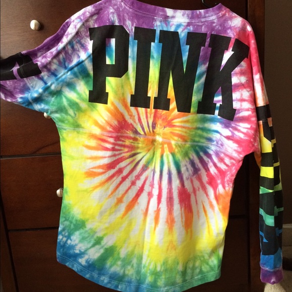 🌀SOLD🌀Victoria Secret Pink Tye Dye Varsity Crew - Picture 4 of 4