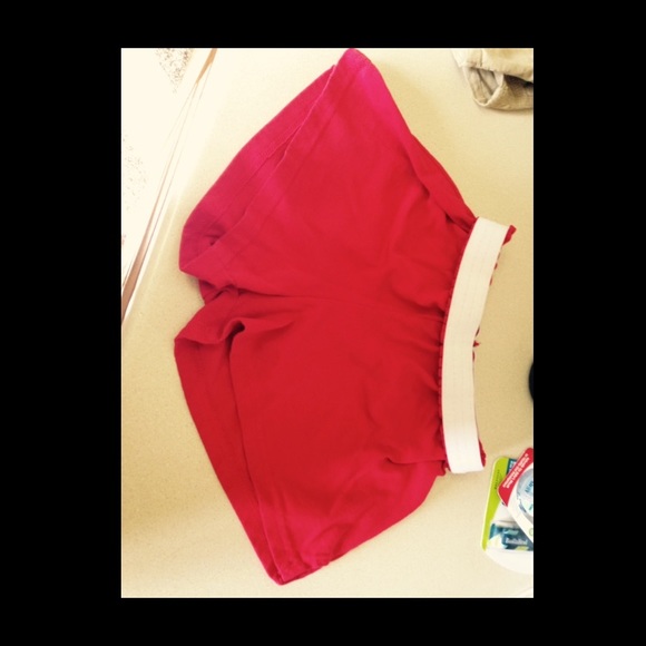 Red soffee workout shorts