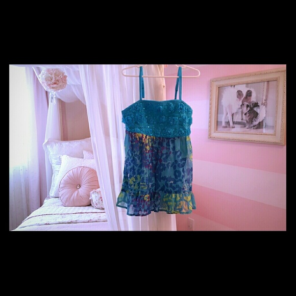 Justice sequin tulle tank top