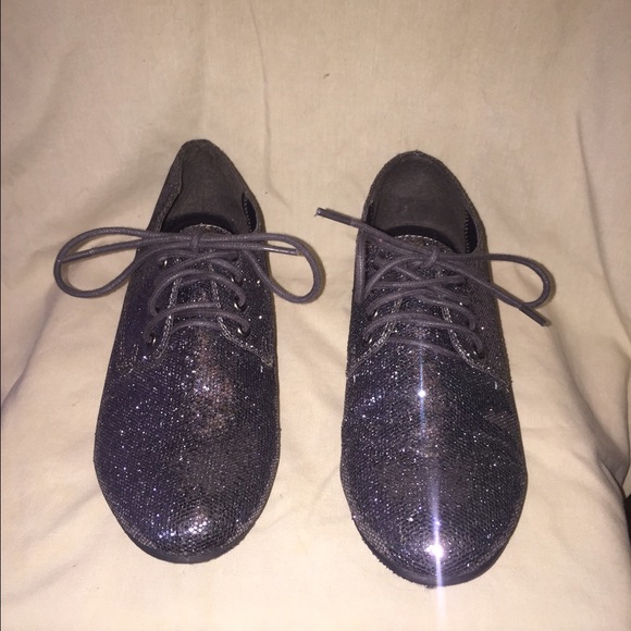 Gray Glitter Oxfords