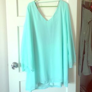 Mint Tribal Crochet Shift Dress