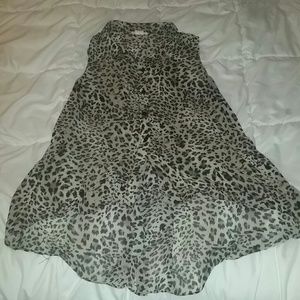 Cheetah high low button up top.