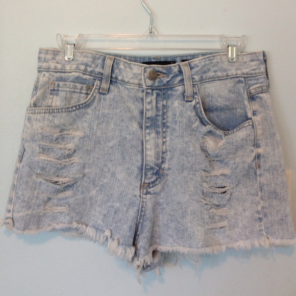 High waisted distressed shorts