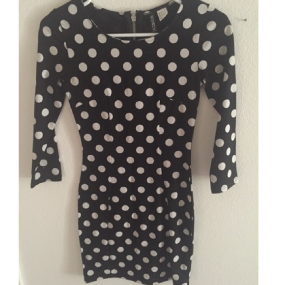 Black and white polka dot tight dress