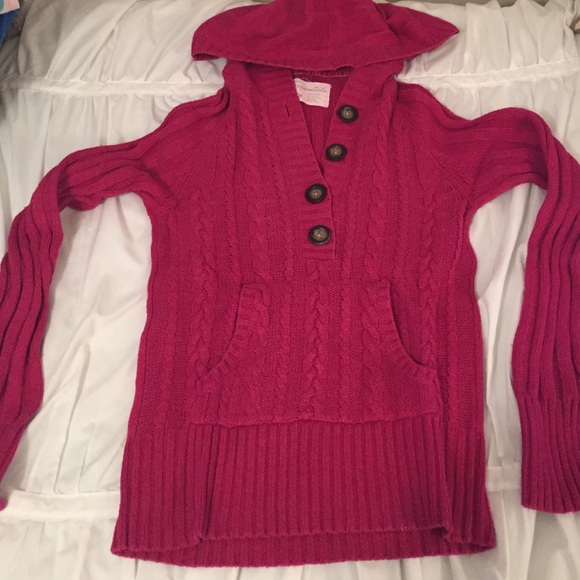 Aero hooded cable knit sweater