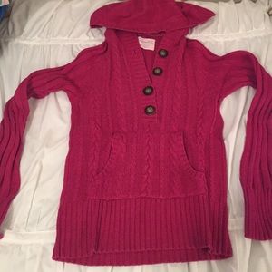 Aero hooded cable knit sweater