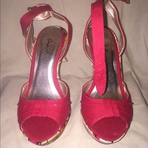 Red Peep Toe Wedges