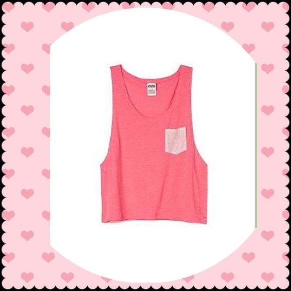 PINK Cropped Pocketed Muscle Tank Top SZ M