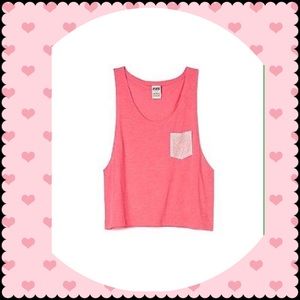 PINK Cropped Pocketed Muscle Tank Top SZ M