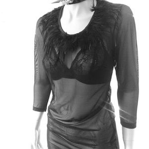 Forever 21 feather mesh see through dress goth