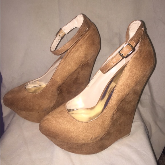 Beige Faux Suede Wedges