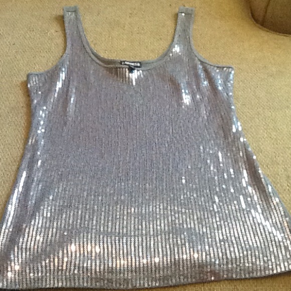 Gray Sequined Top
