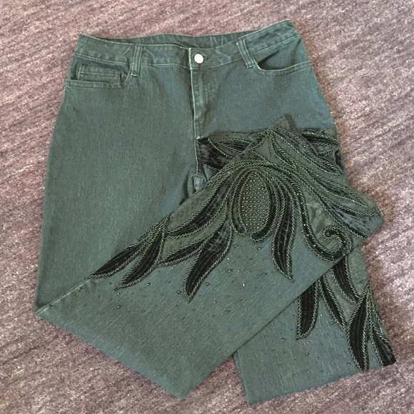 Dark Blue jeans with black beaded detail