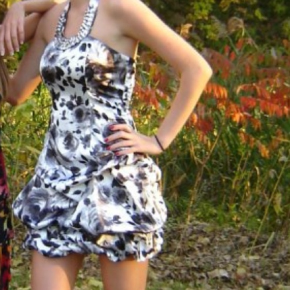 Homecoming dress with fancy neckline