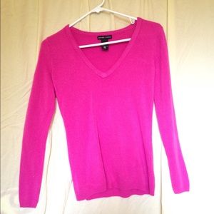 bright pink v-neck sweater