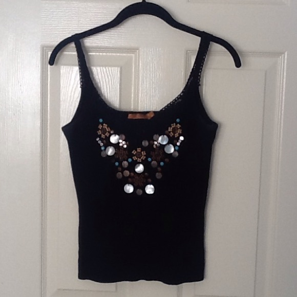 Black Decorated Tank Top - Picture 1 of 3