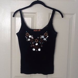 Black Decorated Tank Top