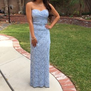 Strapless Light blue turquoise prom dress