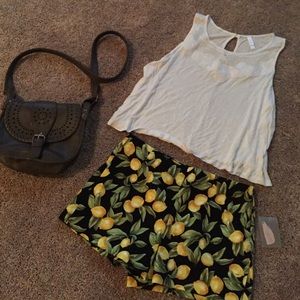 Lemon Print High Rise Shorts