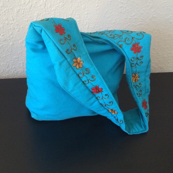 Blue cotton Handbag - Picture 3 of 4