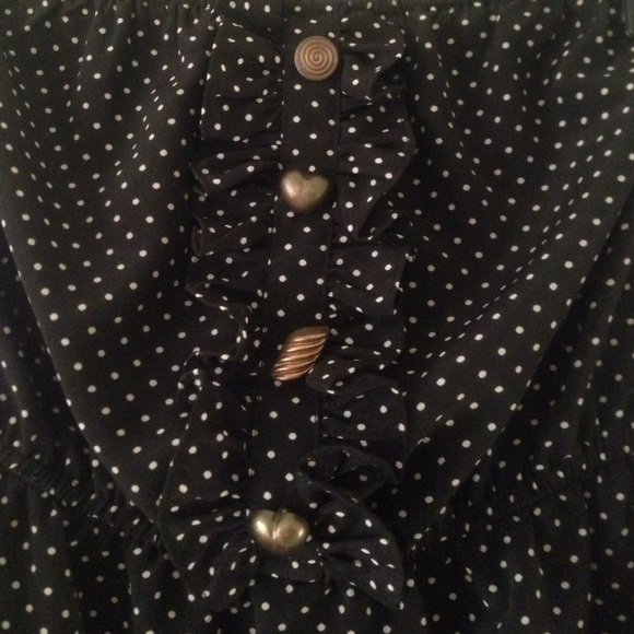 Black and white polka dotted strapless dress - Picture 2 of 2